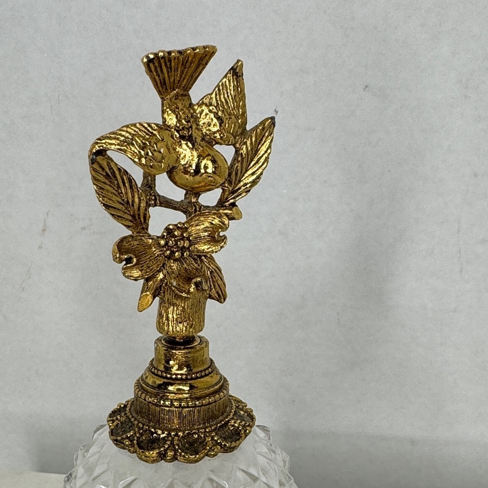 Vintage Matson Gold Ormolu Hummingbird Perfume Bottle w/ Dauber - Picture 3 of 9